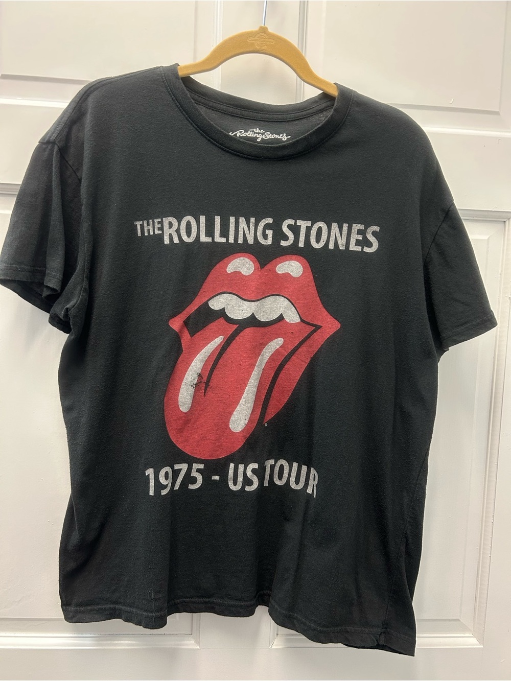 The Rolling Stones 1975 US Tour Retro T-shirt Adult X-Large Black Reproduction